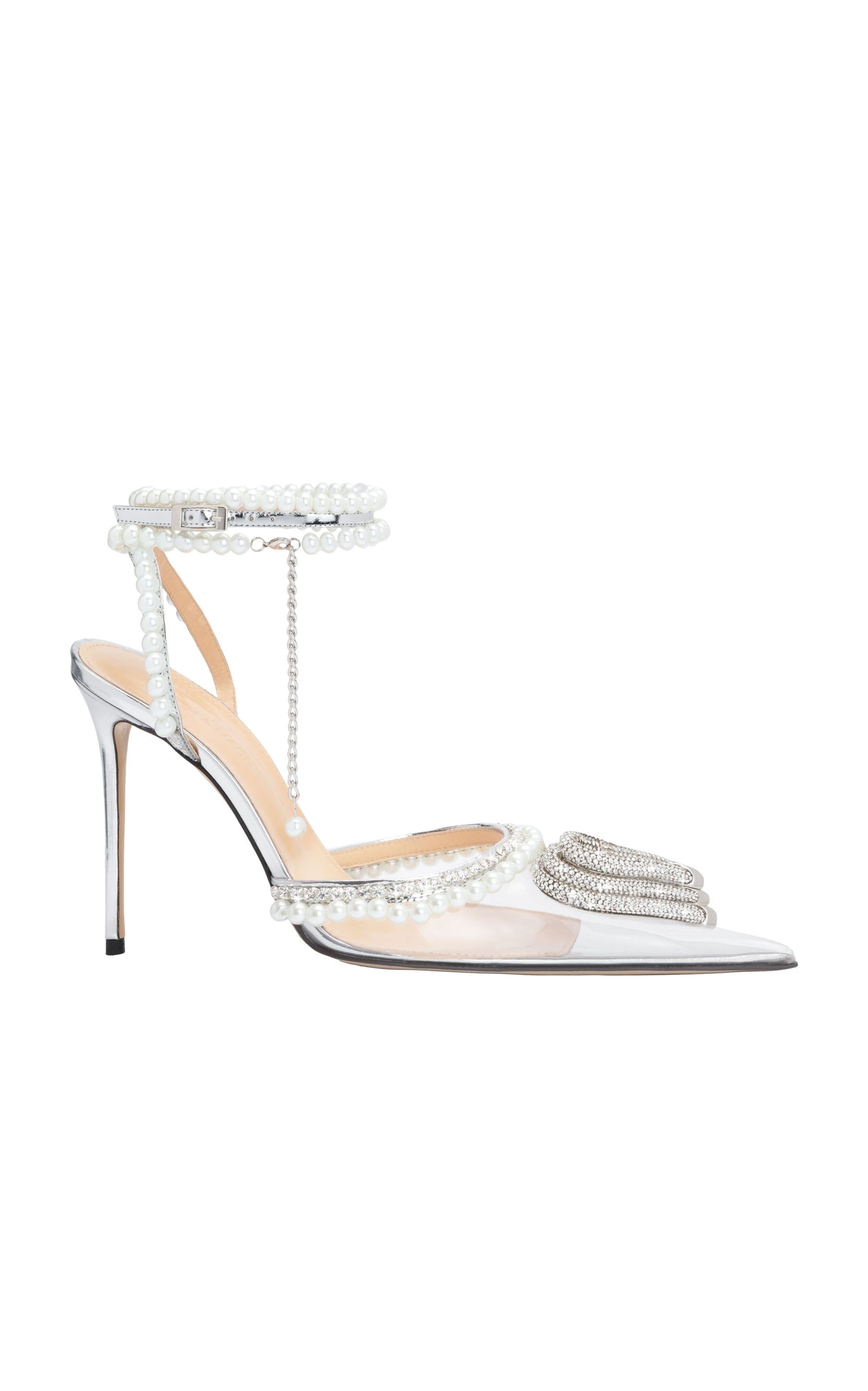 Triple Heart 95 strappy pumps with pearls and rhinestones - Clear
