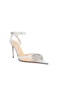 Triple Heart 95 strappy pumps with pearls and rhinestones - Clear