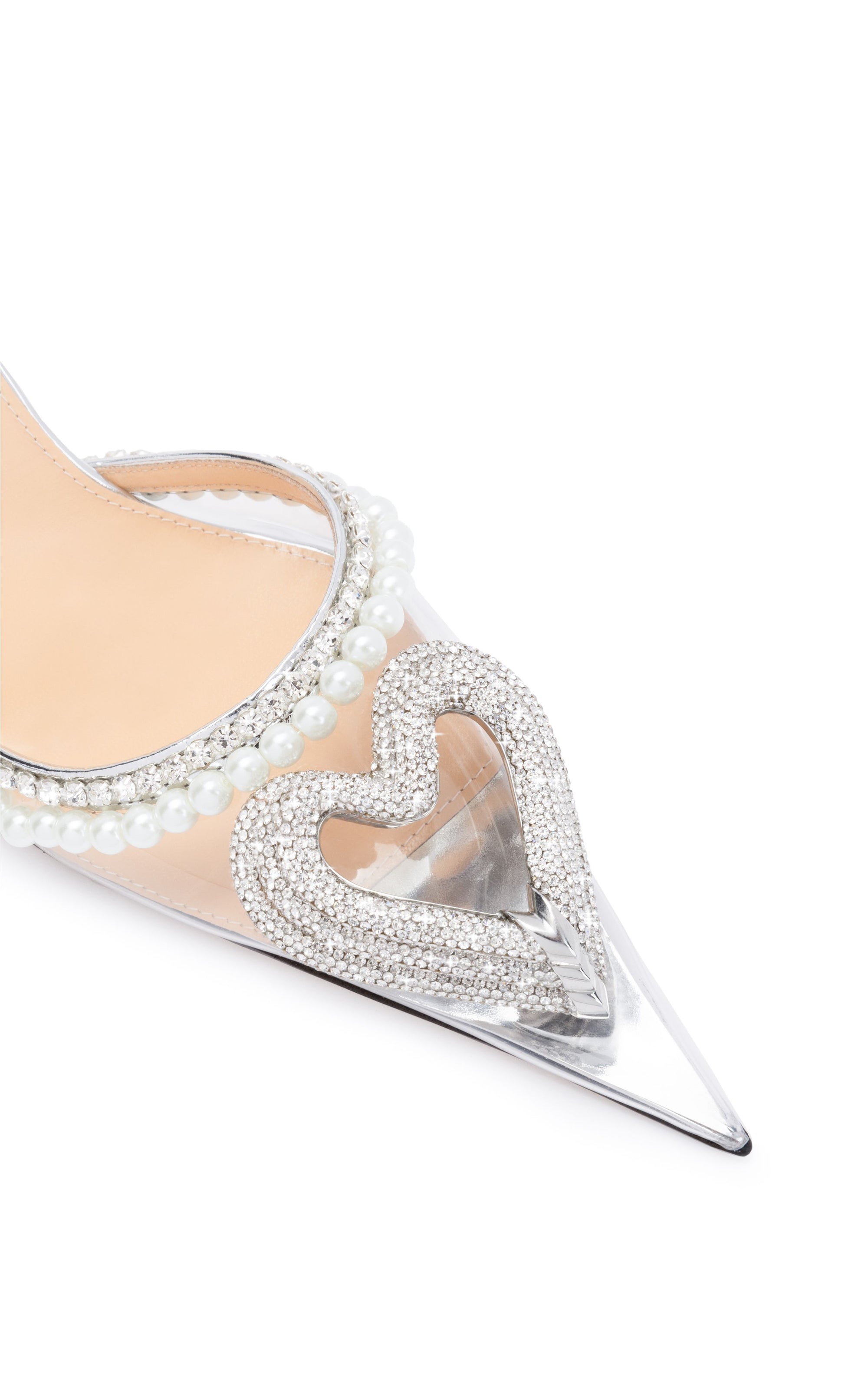 Triple Heart 95 strappy pumps with pearls and rhinestones - Clear