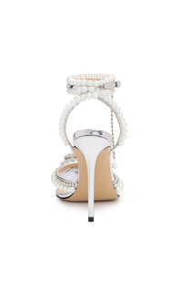Triple Heart 95 strappy pumps with pearls and rhinestones - Clear