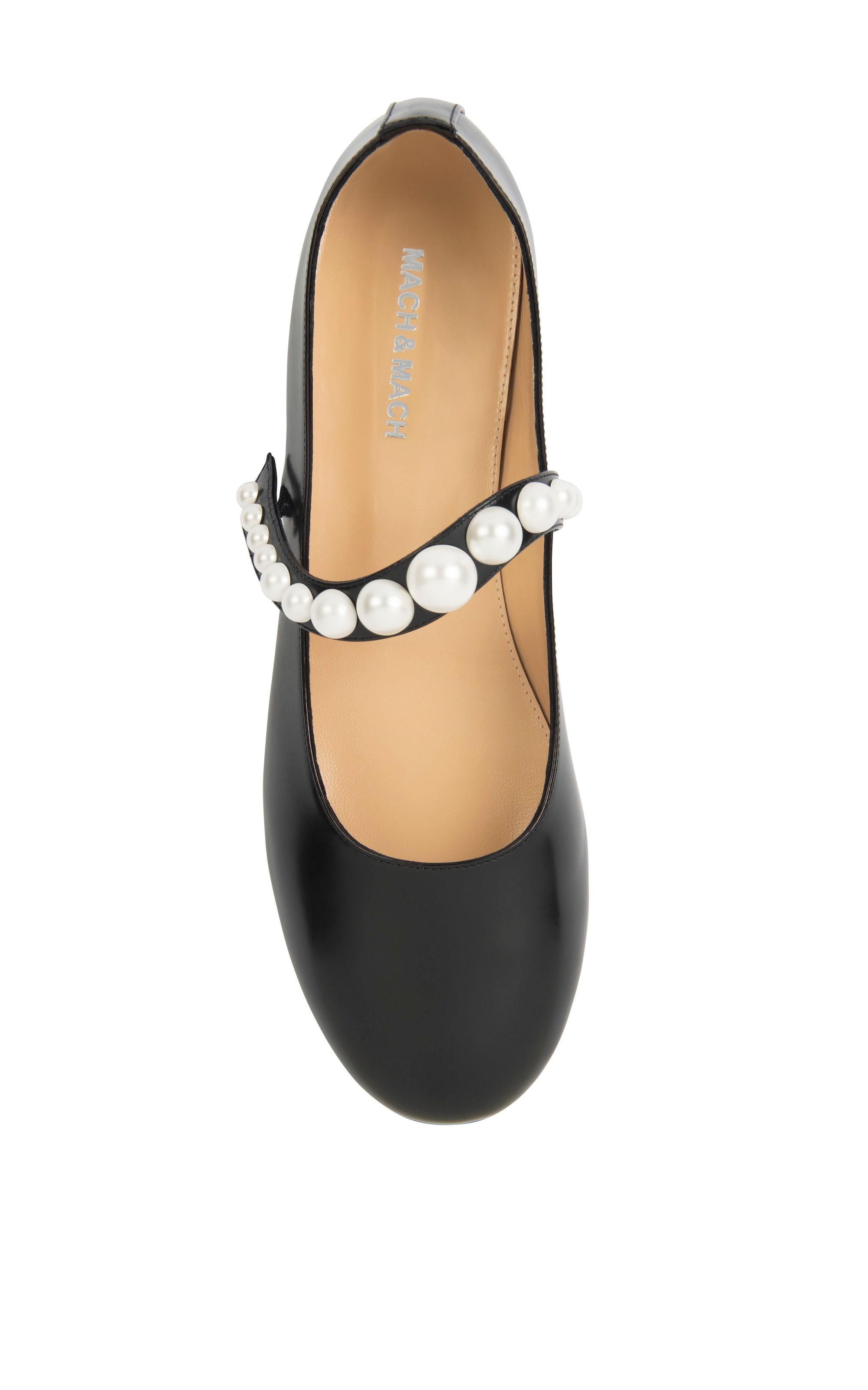 Sirène ballerinas in leather & pearls - Black