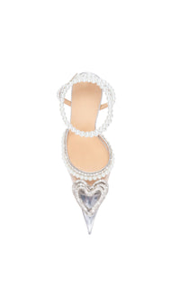 Triple Heart 95 strappy pumps with pearls and rhinestones - Clear