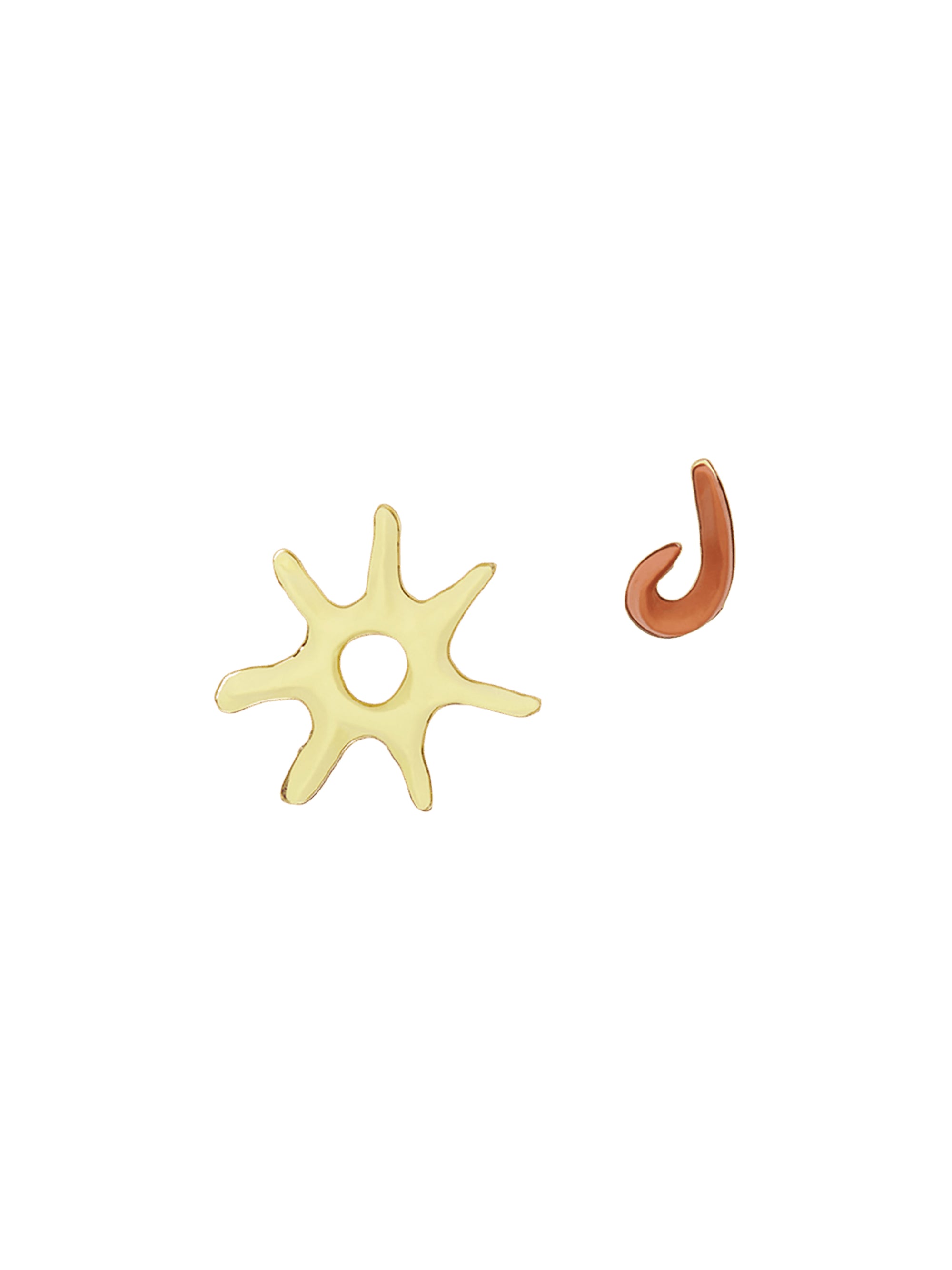 Boucles d'oreilles Soleil asymétriques - Multi Yellow