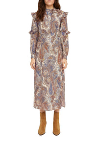 Robe longue Arlo à motif paisley en soie - Denim