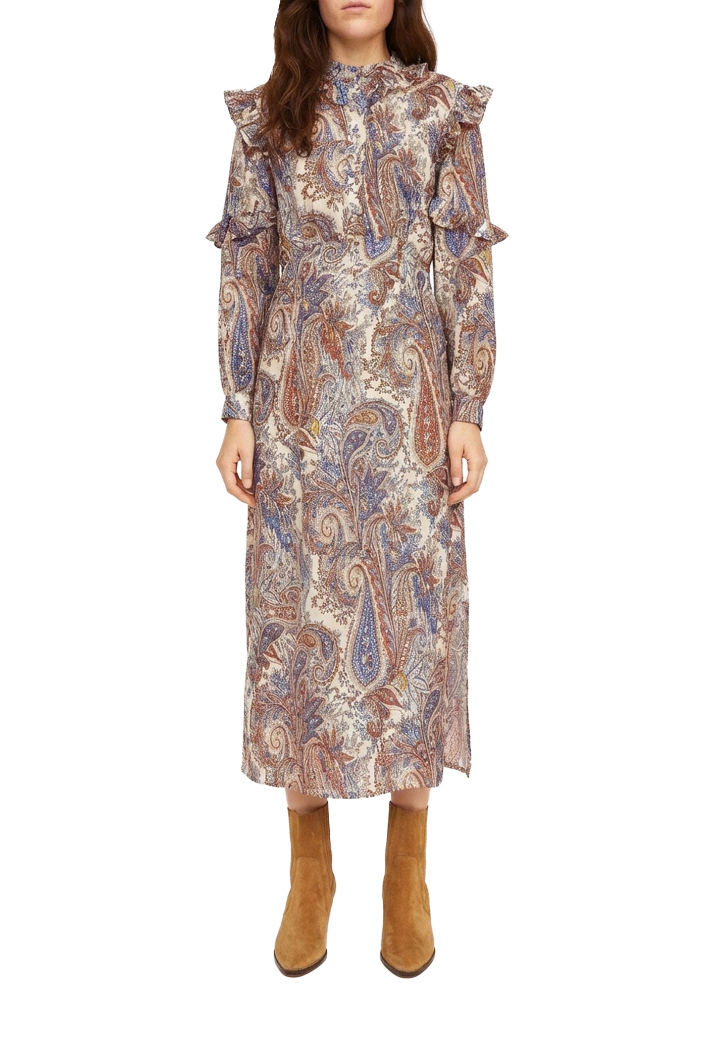 Robe longue Arlo à motif paisley en soie - Denim