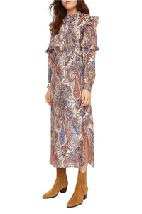 Robe longue Arlo à motif paisley en soie - Denim