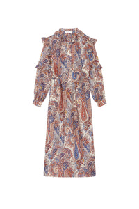 Robe longue Arlo à motif paisley en soie - Denim