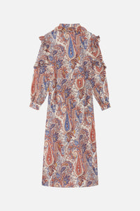 Robe longue Arlo à motif paisley en soie - Denim