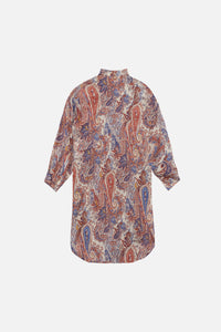Wake paisley silk short dress - Denim