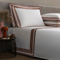 4-pc Shades bed linen set in cotton - Milk & Dusty mauve