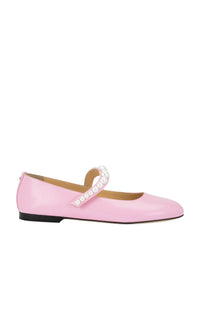 Sirène ballerinas in patent leather & pearls - Pink