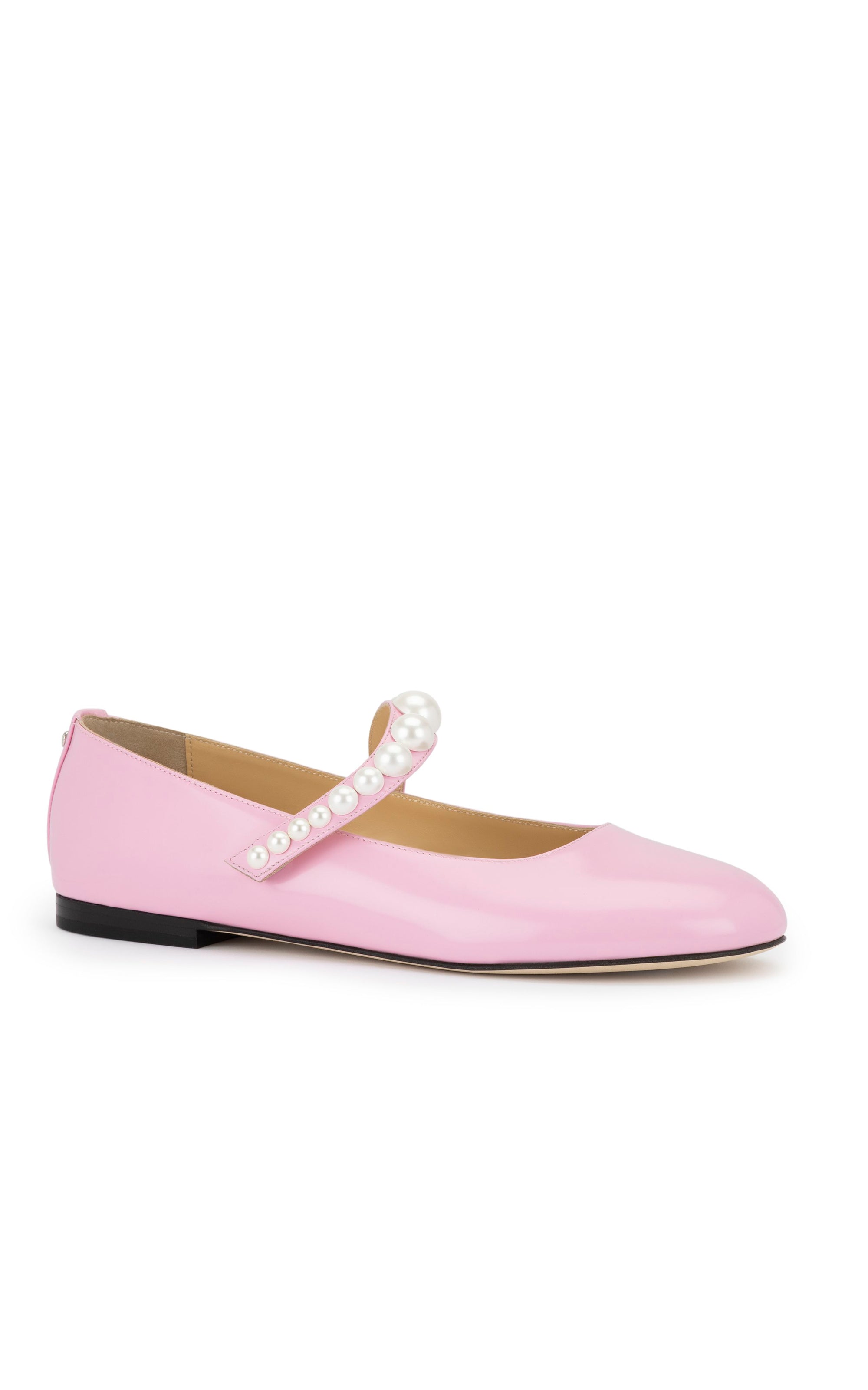 Sirène ballerinas in patent leather & pearls - Pink