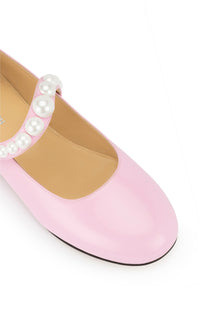 Sirène ballerinas in patent leather & pearls - Pink
