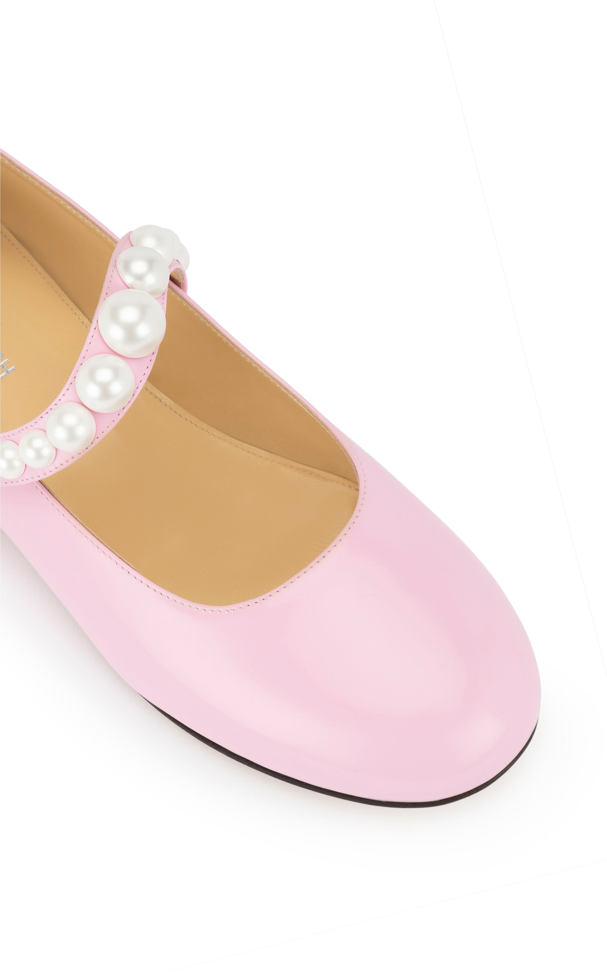 Sirène ballerinas in patent leather & pearls - Pink