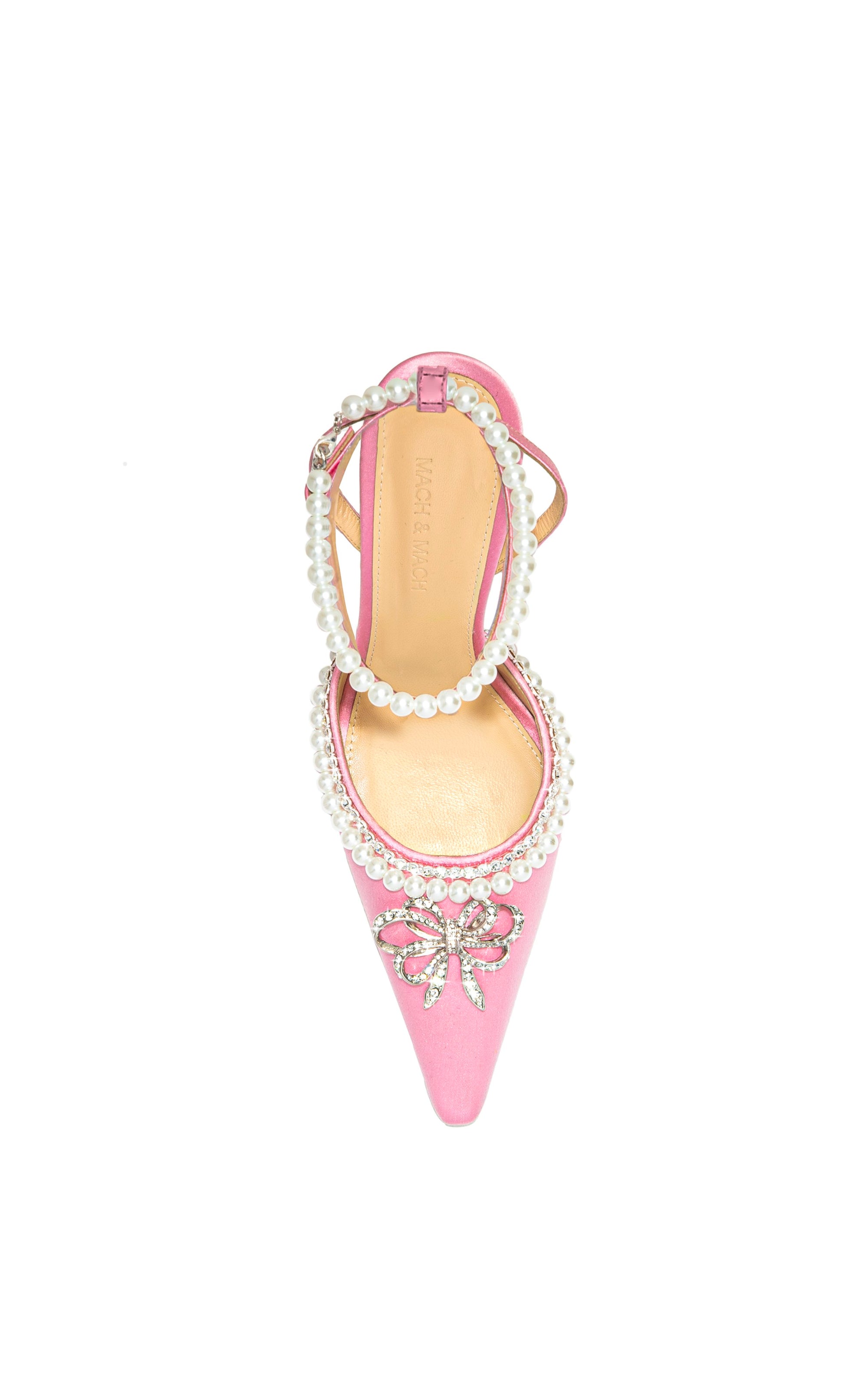 Sophie 100 silk and pearl slingbacks - Pink