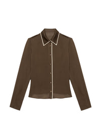Chemise ajustée en soie - Coffee
