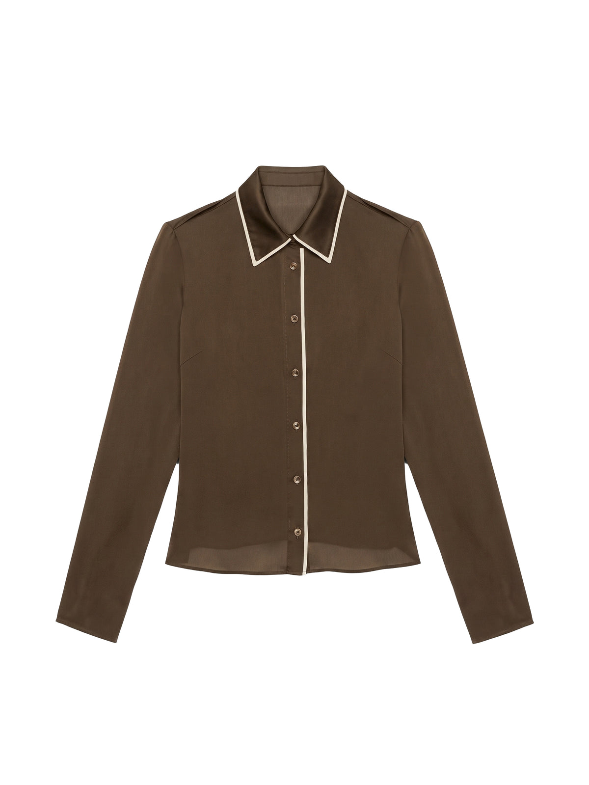 Chemise ajustée en soie - Coffee