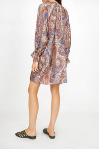Shelton silk paisley short dress - Denim
