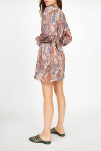 Shelton silk paisley short dress - Denim