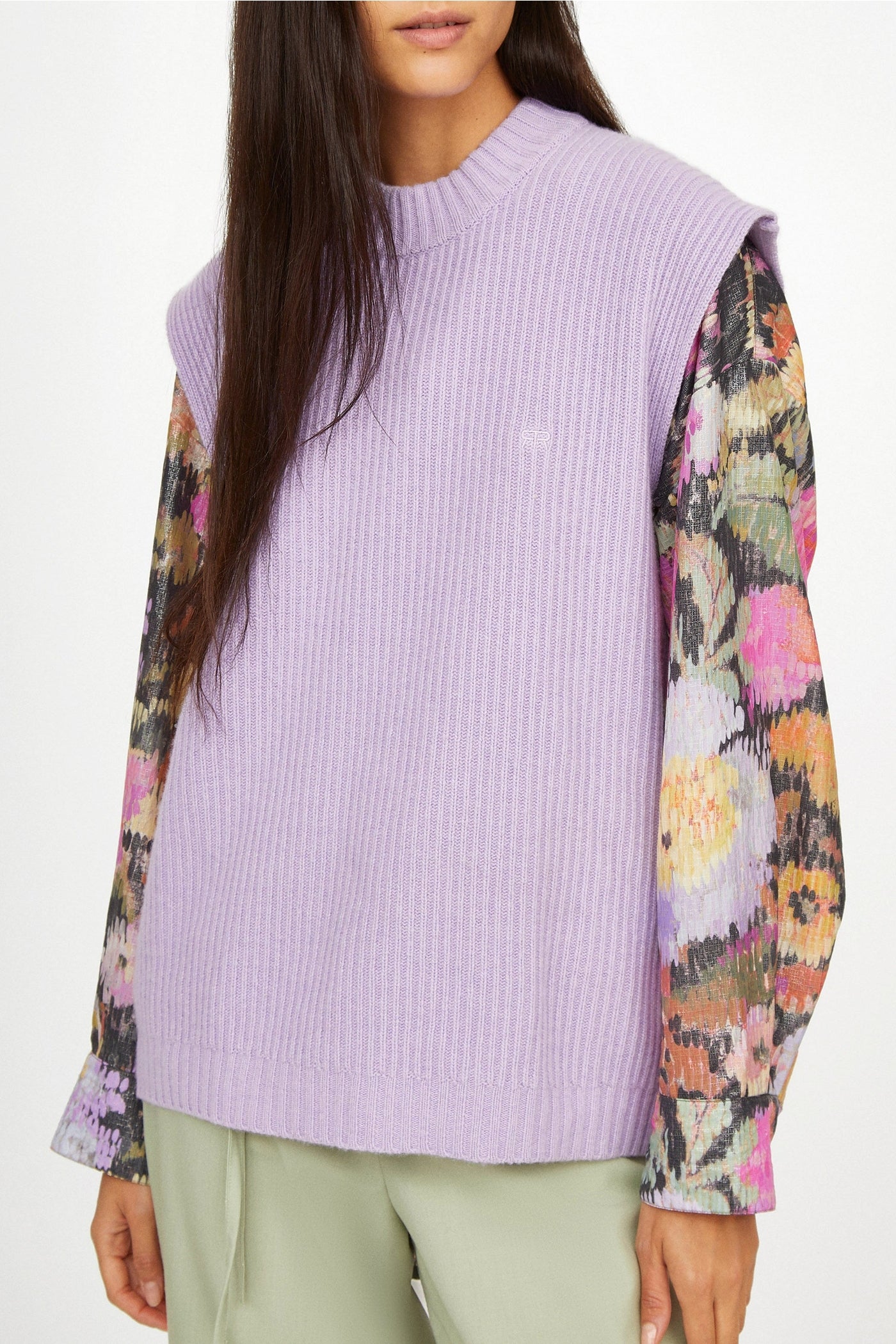 Pull Simon classique en laine - Lilas