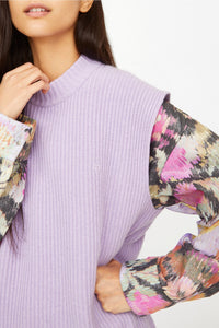 Pull Simon classique en laine - Lilas