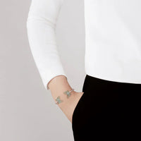 Bracelet Papillon flexible en cristal et argent - Bleu & Argent