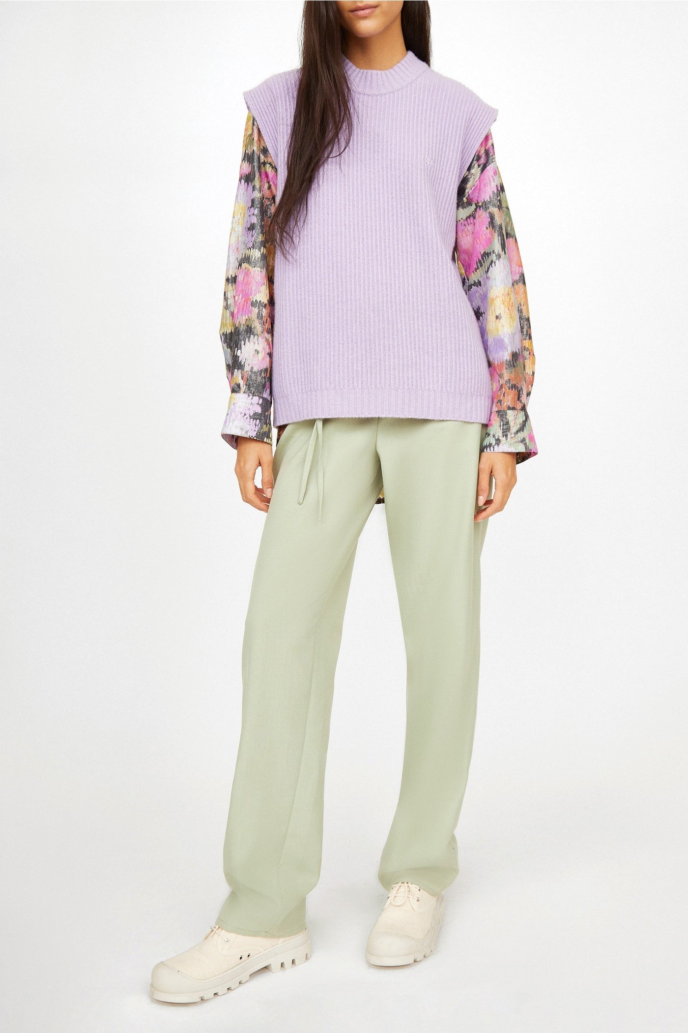 Pull Simon classique en laine - Lilas