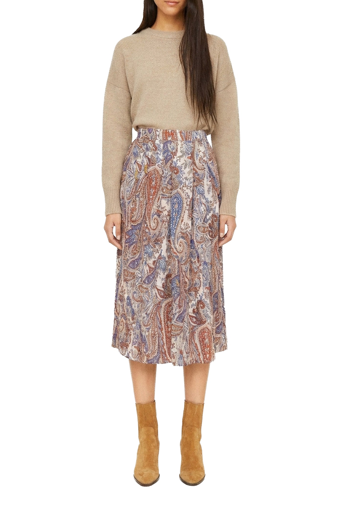 Jupe Walker à motif paisley en soie - Denim