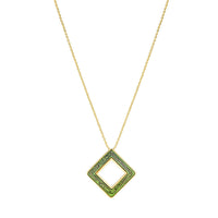 Pendentif Losange Panthère en cristal et laiton plaqué - Vert & Doré