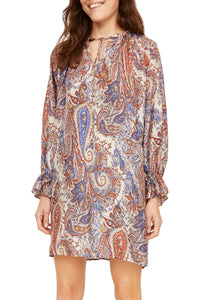 Shelton silk paisley short dress - Denim