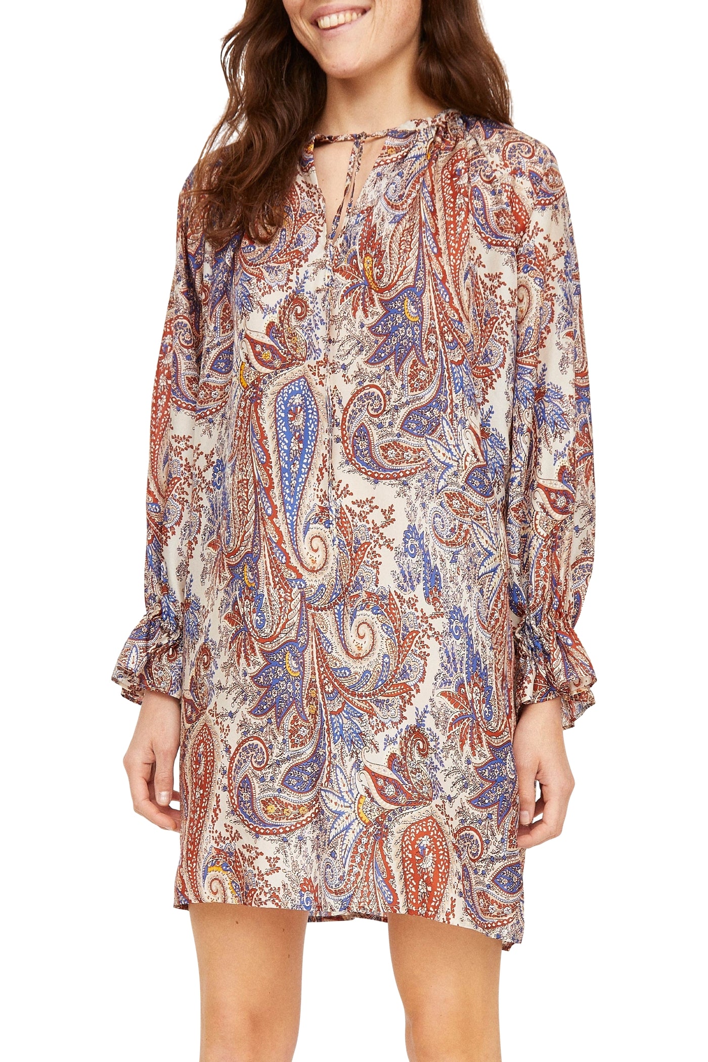 Shelton silk paisley short dress - Denim