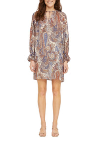 Shelton silk paisley short dress - Denim