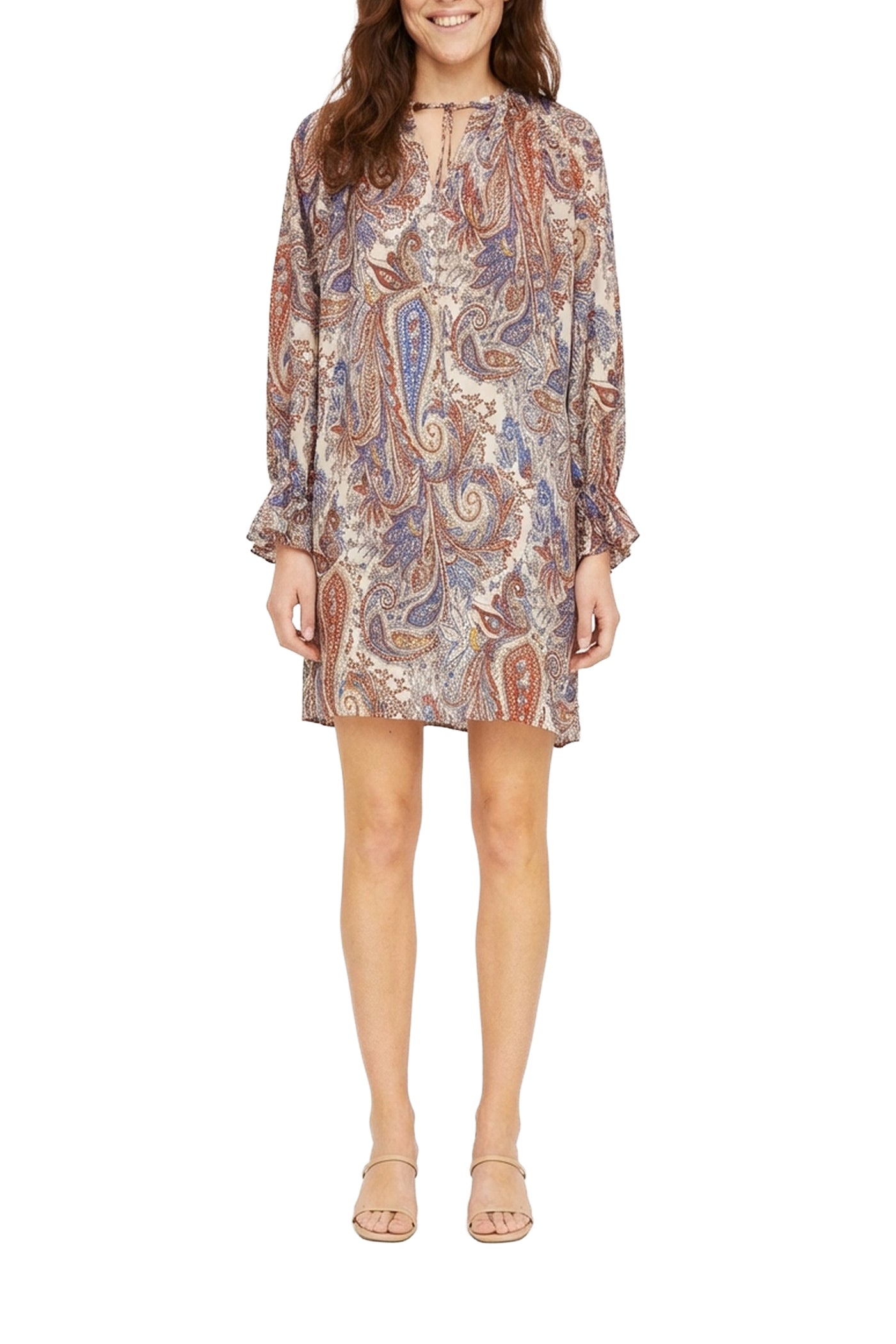 Shelton silk paisley short dress - Denim