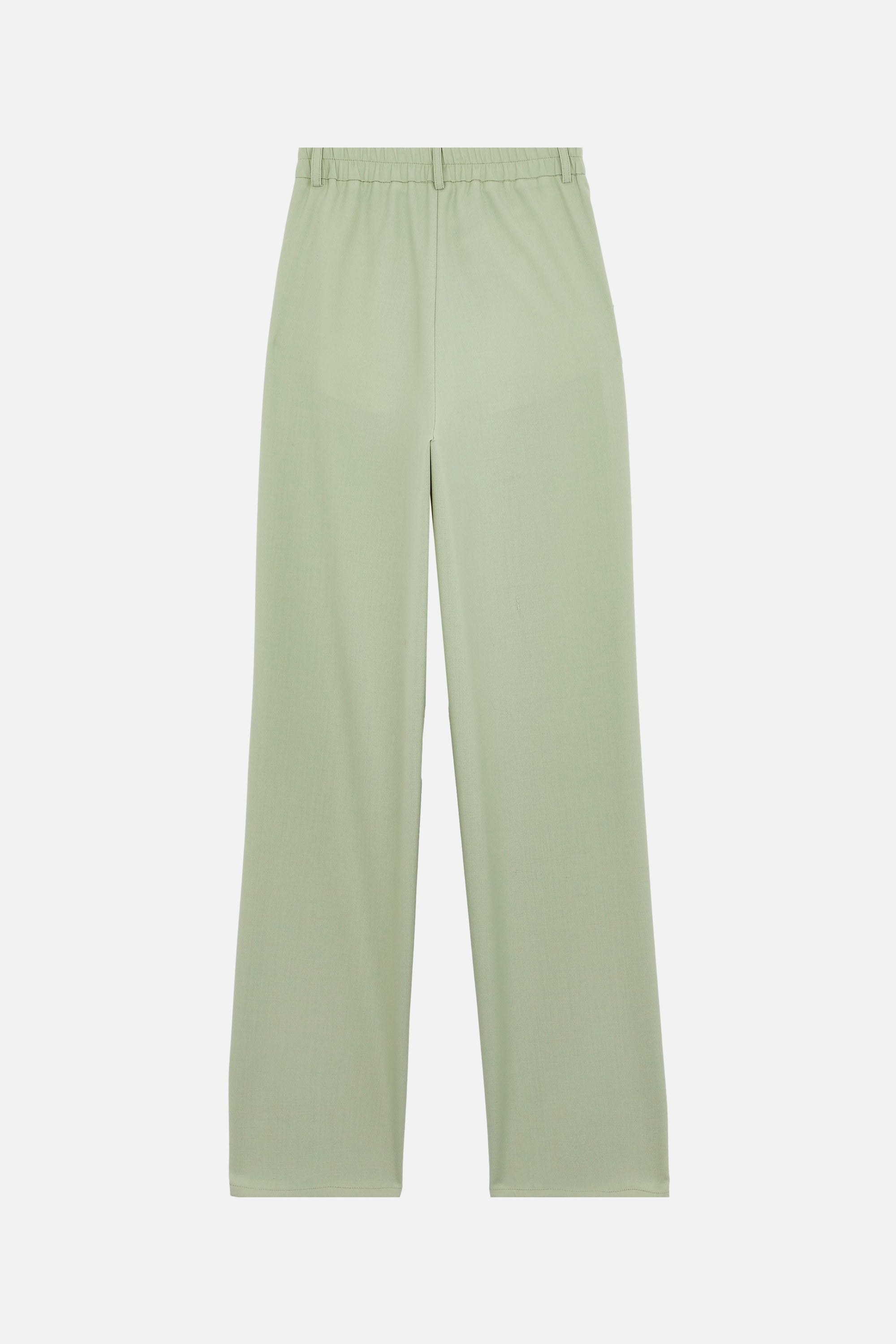 Pantalon Turn taille haute en laine mélangée - Pistache