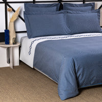 Duvet cover Shirting in cotton - Nautico Blue & Milk