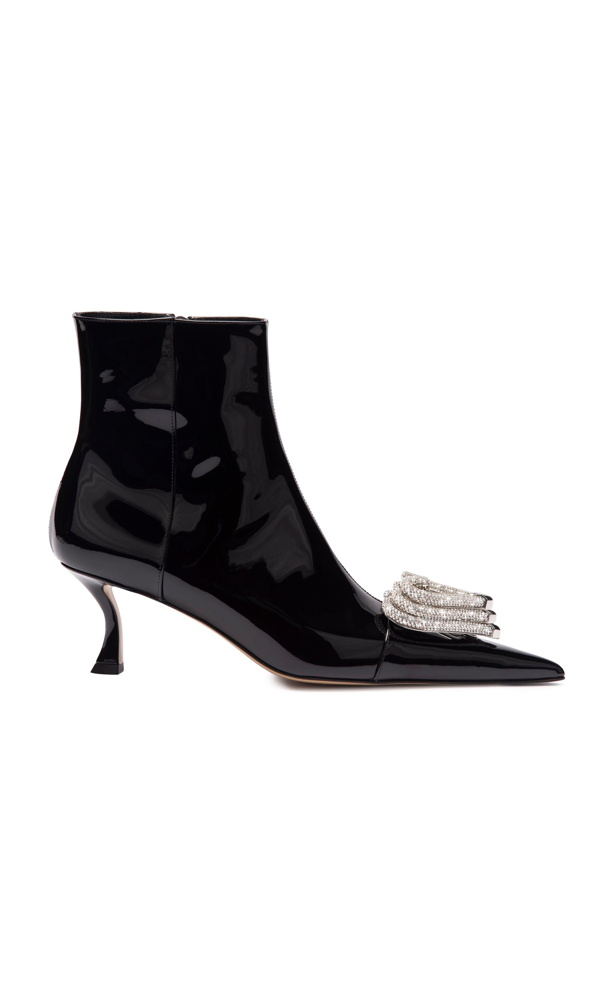 Triple Heart 65 ankle boots in patent leather & rhinestone - Black