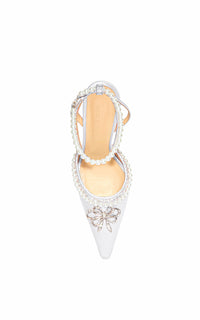 Sophie 100 silk & pearl slingbacks - Ivory Pearl