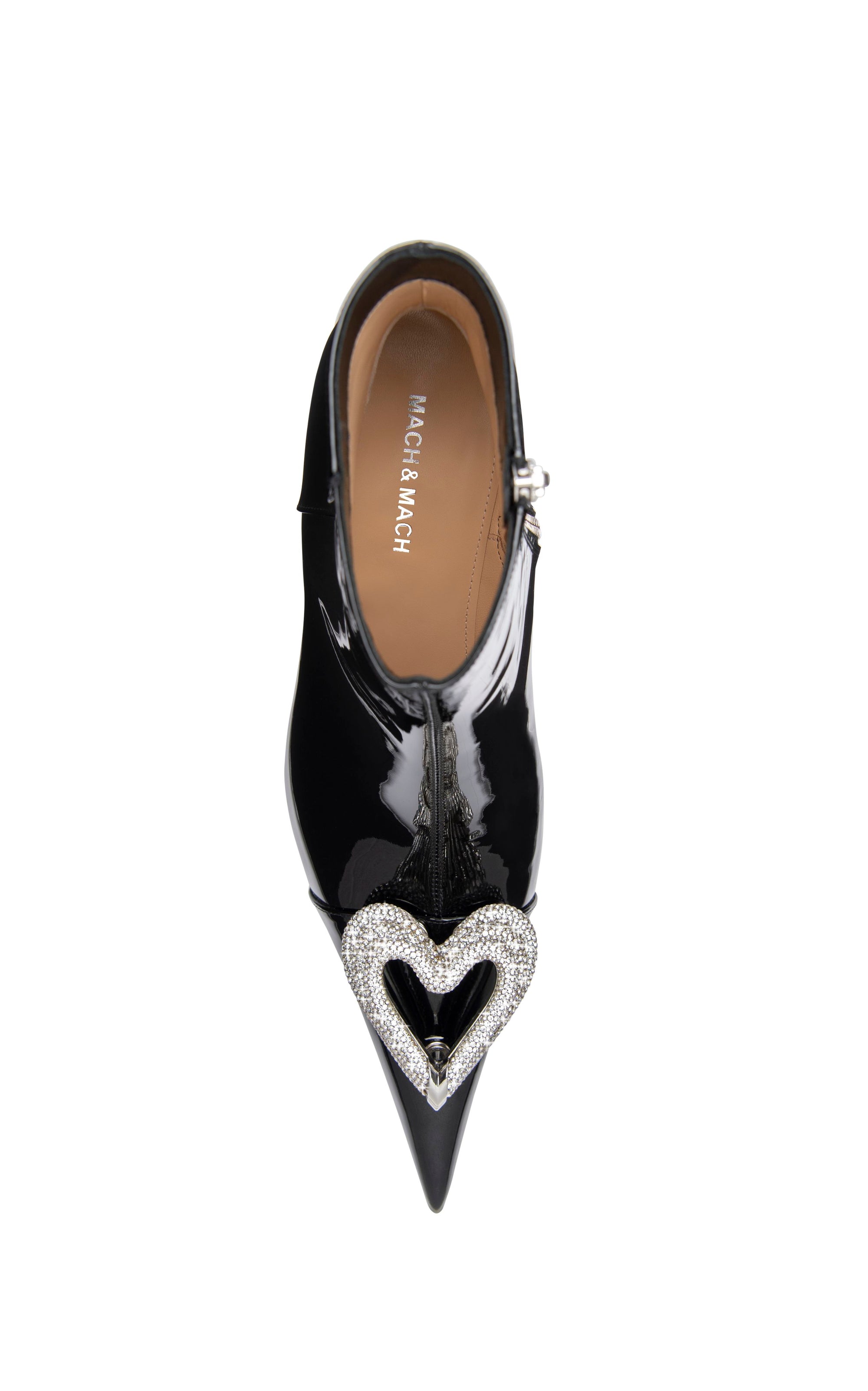 Triple Heart 65 ankle boots in patent leather & rhinestone - Black