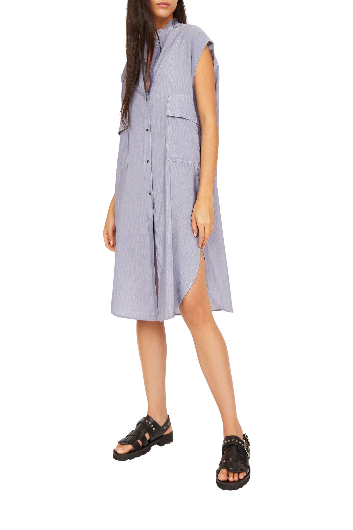 Robe midi Waky en rayures - Denim