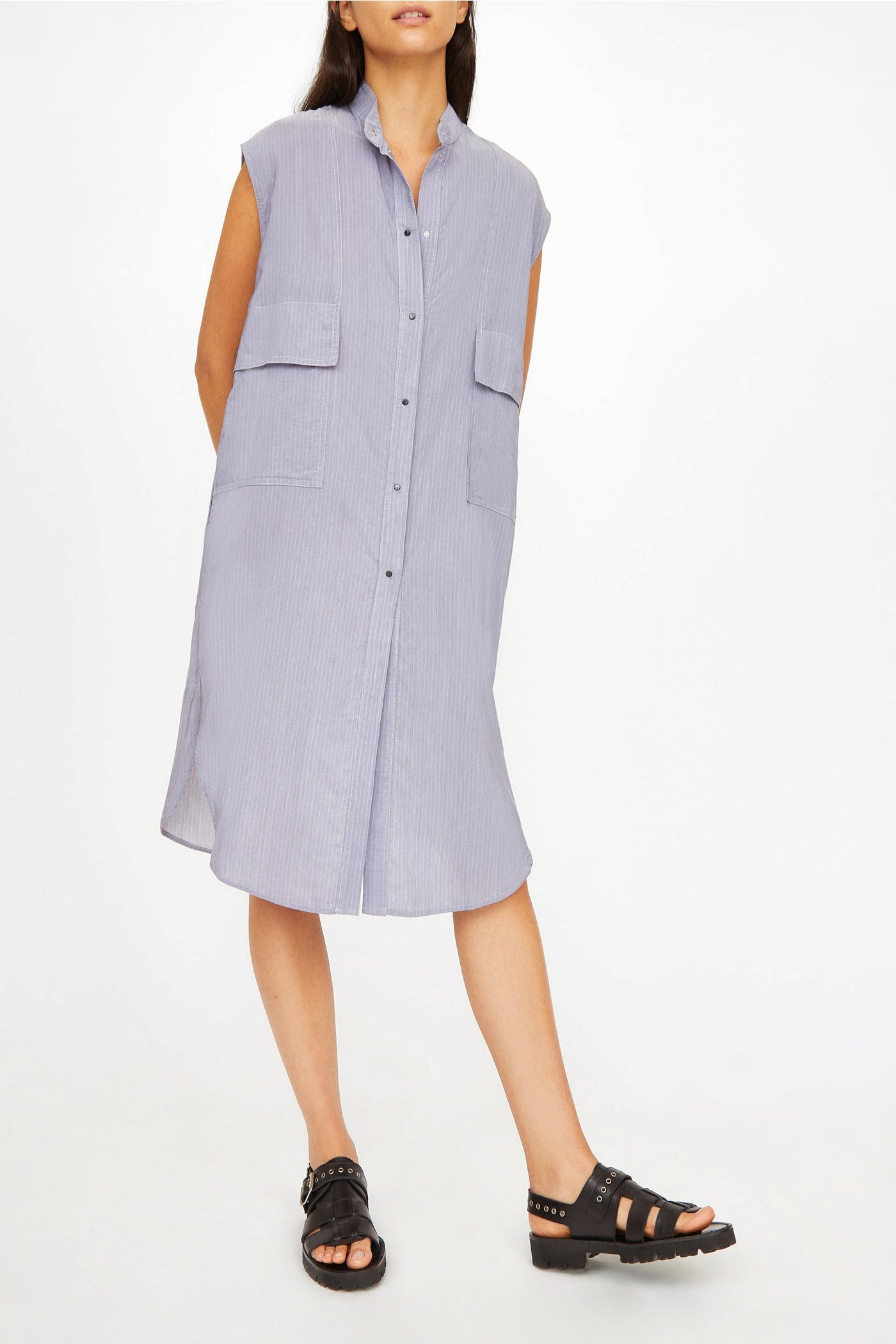 Robe midi Waky en rayures - Denim