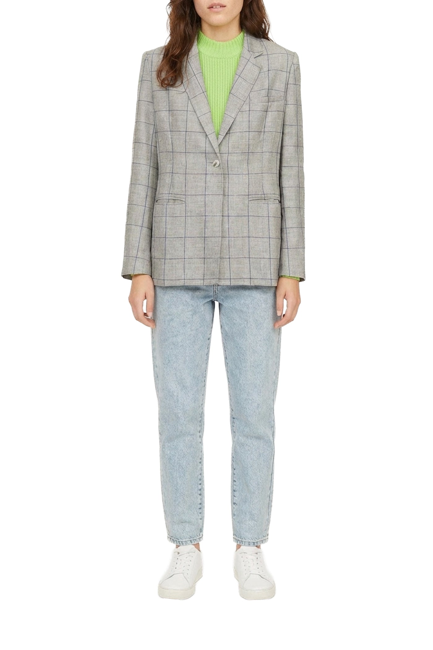 Veste Joseph en carreaux en laine et lin - Nuage