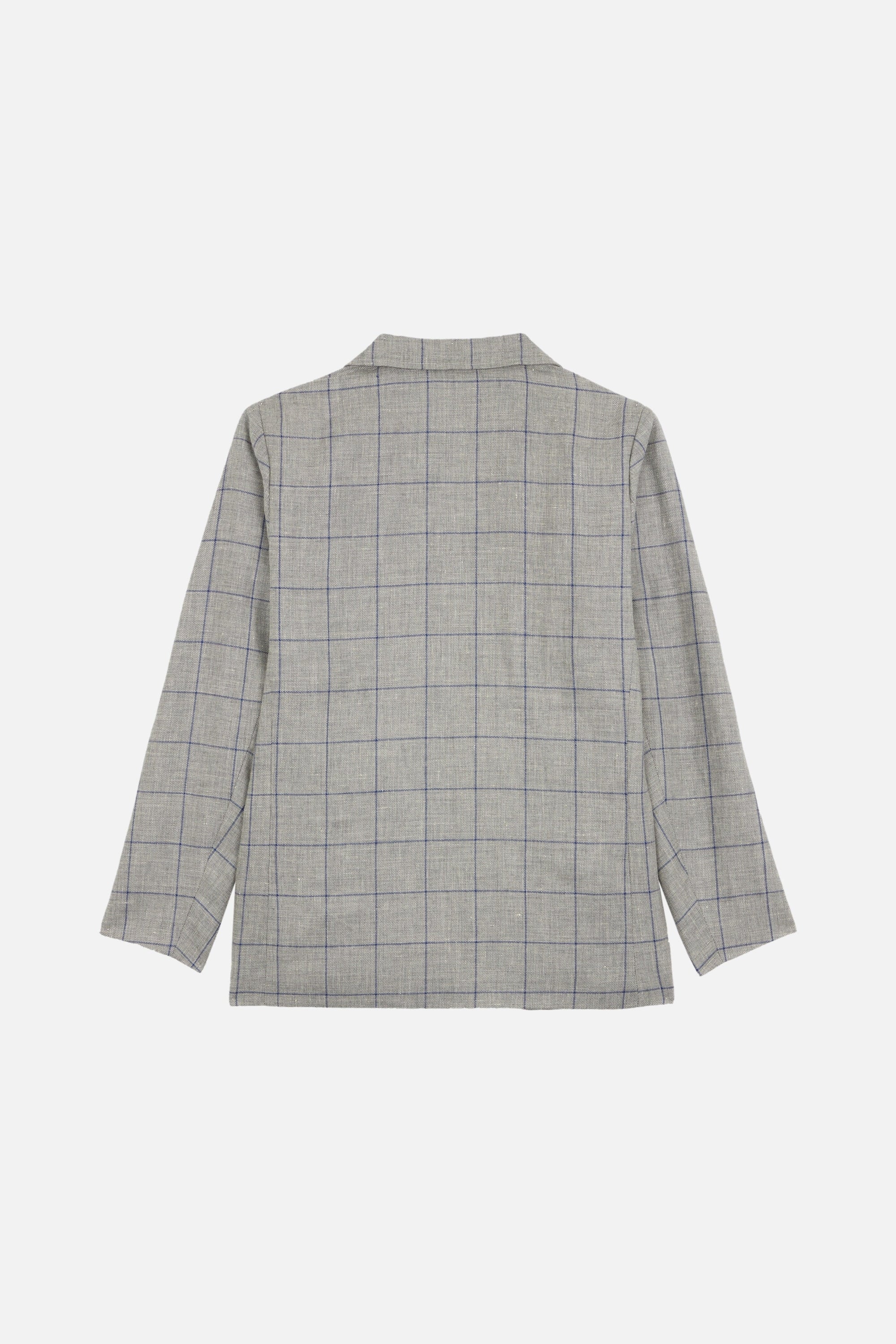 Veste Joseph en carreaux en laine et lin - Nuage