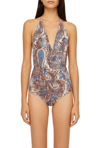 Falcon paisley swimming costume - Denim