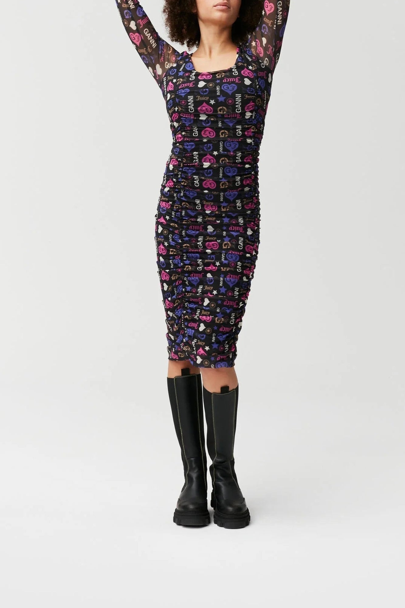 Robe midi imprimé en maille - Phantom