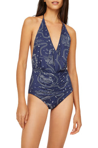 Falcon pattern swimming costume - Navy