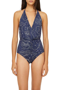 Falcon pattern swimming costume - Navy