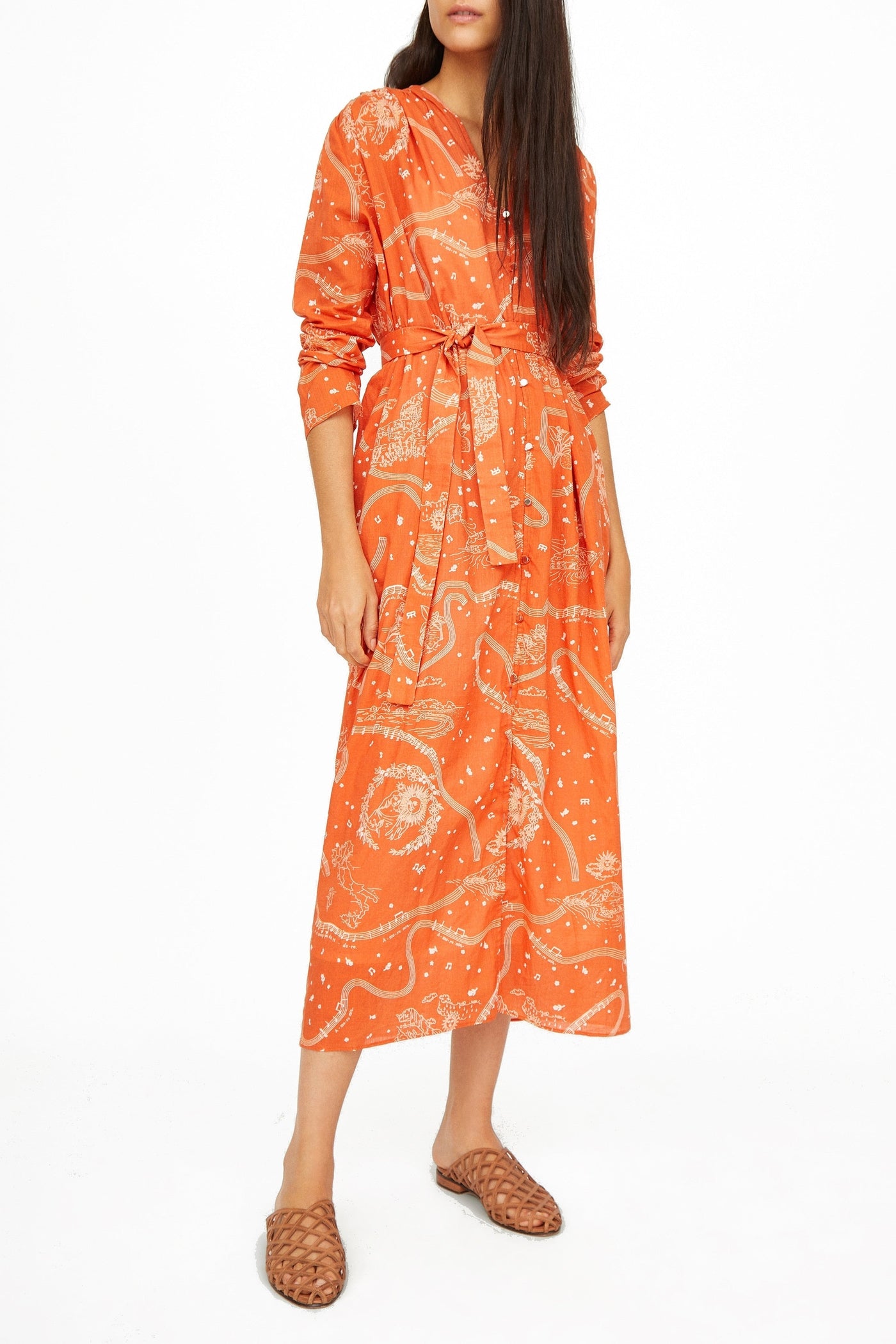 Robe longue Edward à motif - Terre