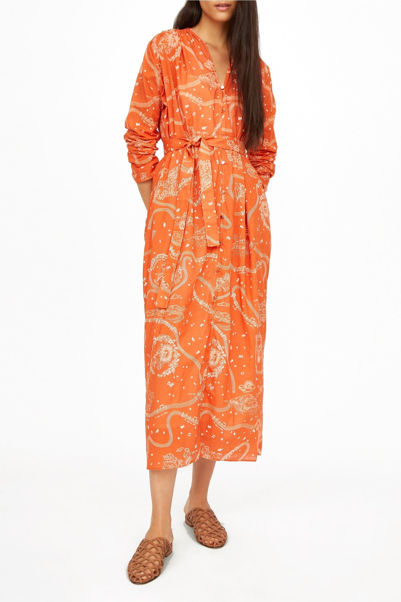 Robe longue Edward à motif - Marine