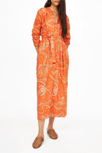Robe longue Edward à motif - Terre