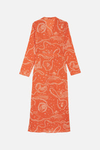 Robe longue Edward à motif - Terre
